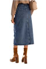 Denim skirt with front slit