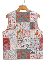 Multi print patchwork quilted vest and skirt set
