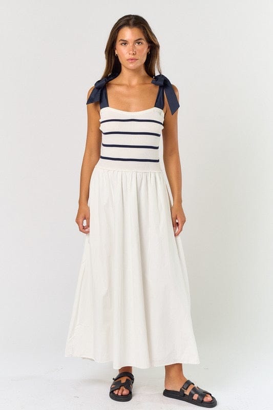 Cream and navy stripe maxi