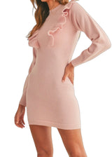 Light pink ruffle front sweater dress