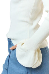 Cream tulip sleeve sweater