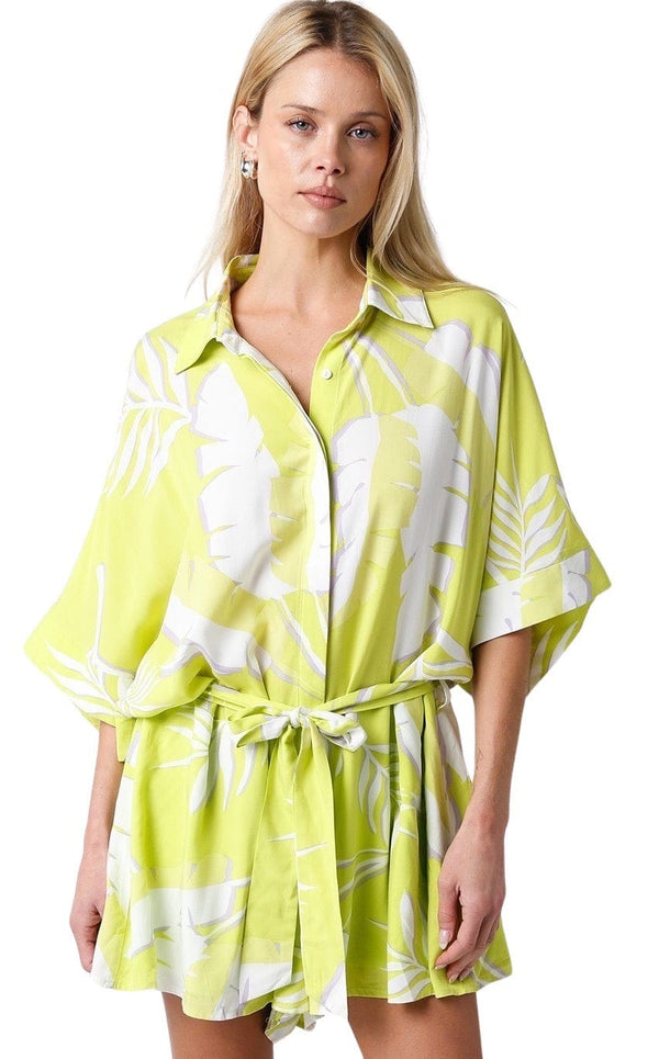 Lime and cream palm romper