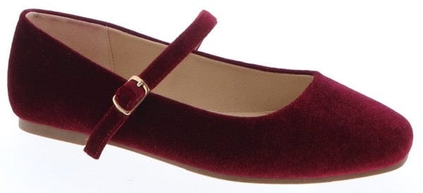 Deep red velvet ballet flat