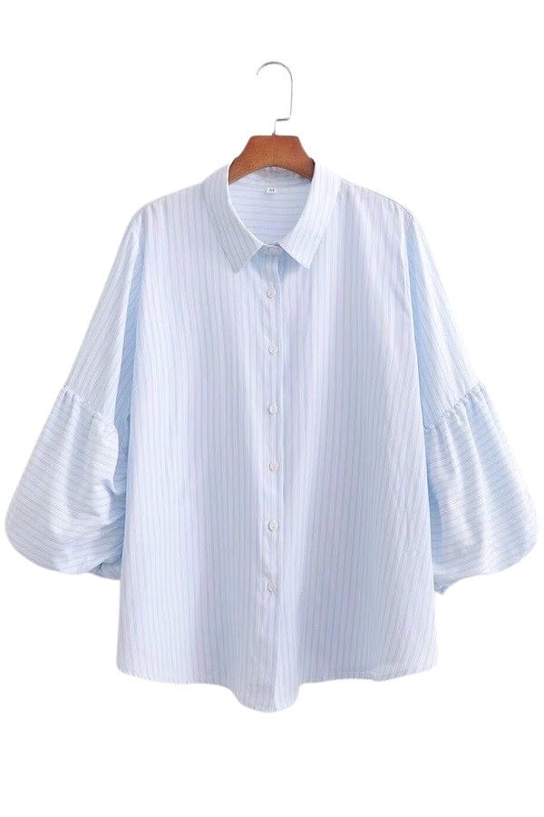 Light blue and white striped button down