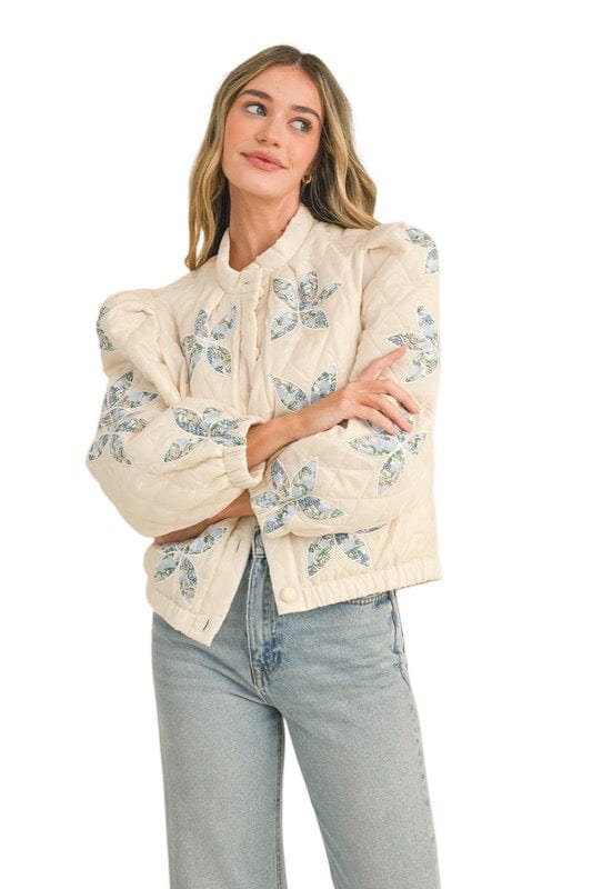 Vanilla Cream Quilted Floral Jacket