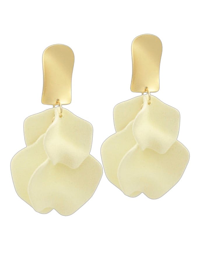 Ivory velvet petal dangle earrings