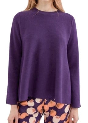 Purple flared knit long sleeve sweater