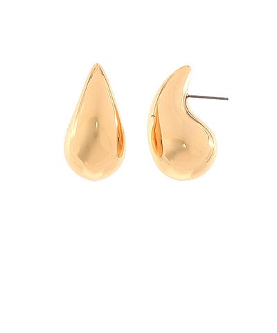 Gold puffy teardrop earring