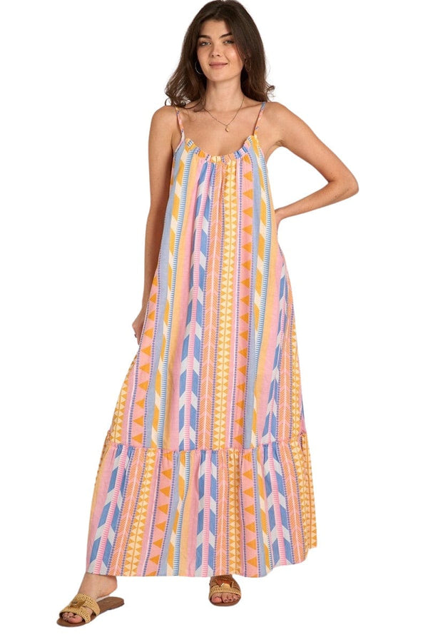 Multicolor embroidered strapless maxi dress