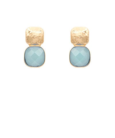 Powder blue and gold textured cushion earring