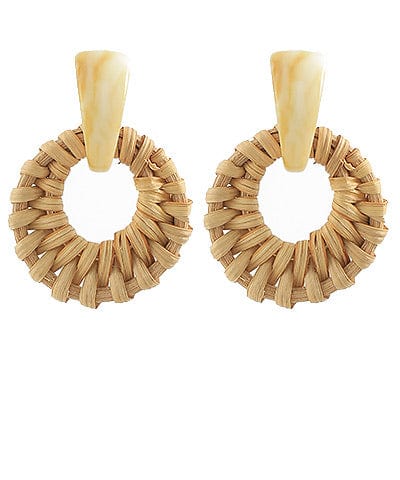Mother of pearl and wicker earring