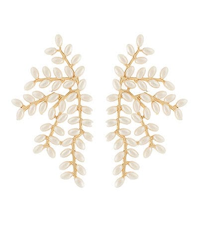 Cream and gold pearl coral shaped earring
