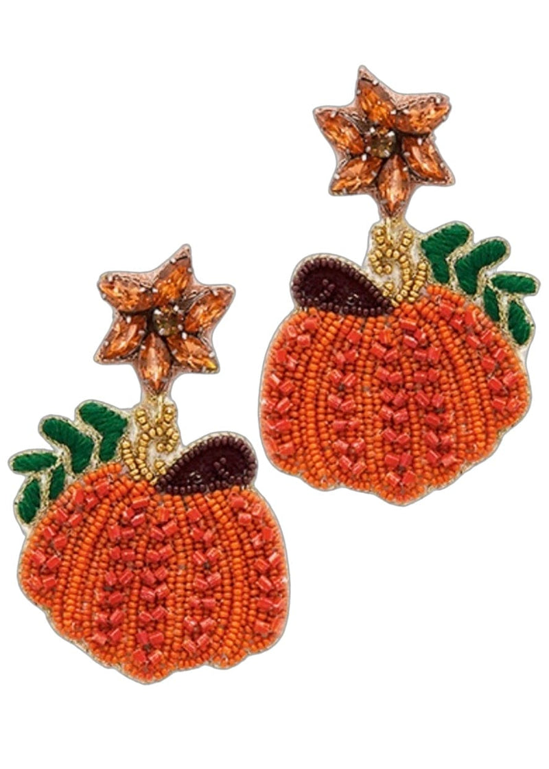 Fall pumpkin beaded earring
