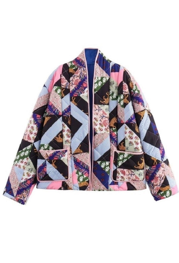 Patchwork print quilted jacket