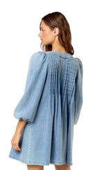 Ruffle denim swing dress