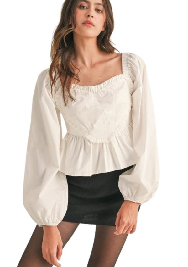 White heart peplum top