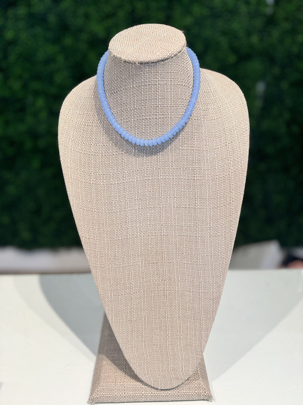 Powder blue rondelle necklace