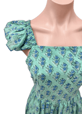 Trunk Show green and blue tie back maxi