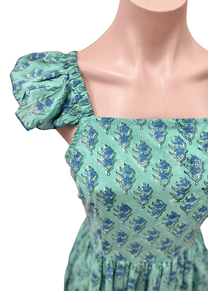 Trunk Show green and blue tie back maxi