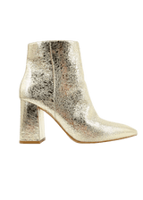Gold metallic block heel bootie