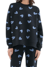 Navy and light blue heart print sweater