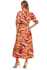 Multi abstract print midi dress