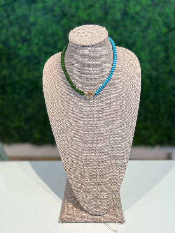 Green + Turqoise beaded necklace