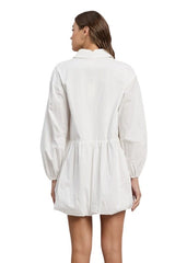 White bubble hem shirt dress