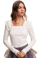 Cream ruffle top