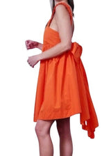 Orange babydoll bow back dress