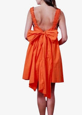 Orange babydoll bow back dress