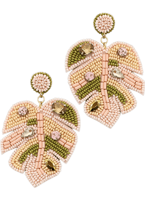 Light pink and olive palm earring
