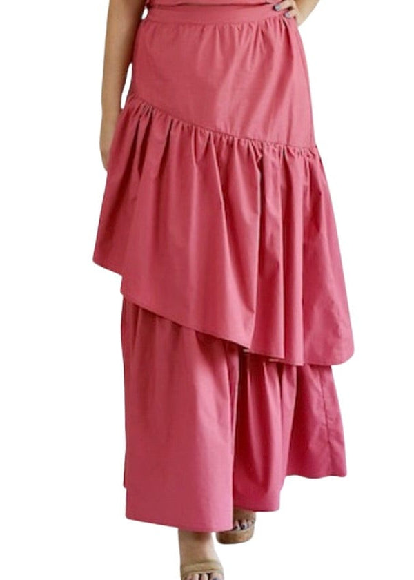 Mauve poplin top and layered skirt set
