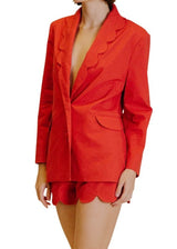 Orange red scalloped blazer