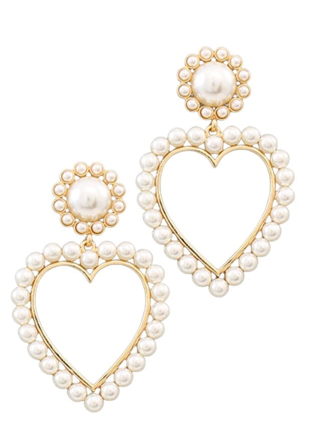 Pearl heart drop earrings